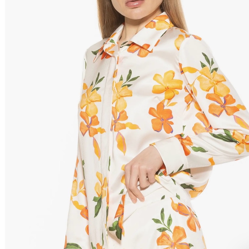 Alexia Admor Ivory Floral Satin Blouse size 14 /NWT!